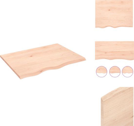 vidaXL Wandschap - 80x60x(2-6) cm - onbehandeld - massief - eikenhout