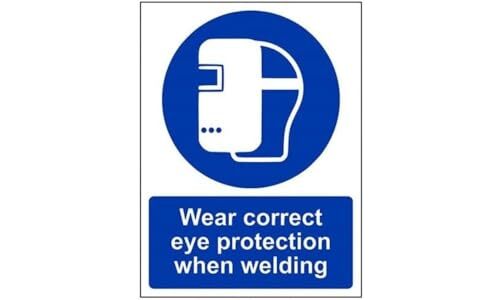 V Safety VSafety slijtage juiste oogbescherming bij het lassen PPE teken - 150mm x 200mm - Zelfklevende Vinyl