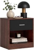 Merkloos Relaxdays Nachtkastje - met lade - 41x39x28 cm - bruin-zwart