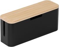 Relaxdays Kabelbox voor stekkerdoos - Bamboe - Naturel/Zwart
