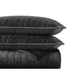 Vera Wang Kingsize spreiset, superzachte beddengoedset met bijpassende sierkussenhoezen, moderne slaapkamerbenodigdheden, zwart (Diamond Black), kingsize