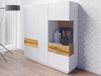 SILAC Commode haute 3 portes blanc/chêne wotan avec éclairage