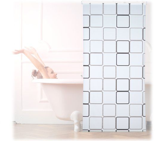 Relaxdays Douchegordijn Vierkant - Douchegordijn met Rolsysteem - Retro Design 100x240cm