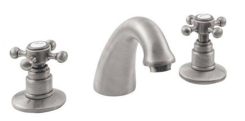 Reitano Rubinetteria ANTEA Wastafelmengkraan 3-gats Geborsteld Nikkel