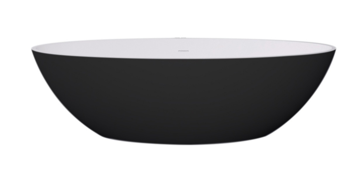 Best Design Solid Surface vrijstaande bad 185 x 85 cm Bicolor mat zwartwit