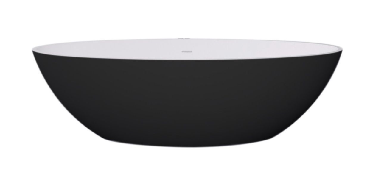 Best Design Solid Surface Vrijstaand Bad 185x85cm Bicolor Zwart/Wit