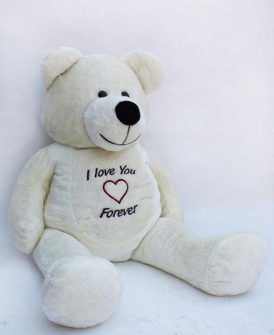 Viking Choice Teddybeer XXL - 180 cm - Love you forever wit - Gebroken wit - Unisex