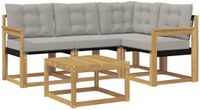 vidaXL Hoek loungeset Wit en lichtgrijs Acacia hout Inclusief tafel