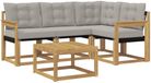 vidaXL Hoek loungeset Wit en lichtgrijs Acacia hout Inclusief tafel