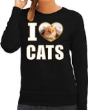 Bellatio Decorations I love cats trui met dieren foto van een rode kat zwart voor dames - cadeau sweater katten liefhebber XXL