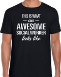 Bellatio Decorations Shoppartners Bv Awesome Social worker / geweldige maatschappelijk werker cadeau t-shirt zwart - heren - kado / verjaardag / beroep shirt M