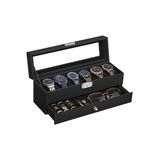 SONGMICS Horlogedoos met 2 compartimenten - Zwart PU
