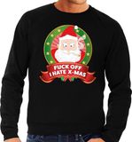 Bellatio Decorations Foute kersttrui / sweater - zwart - Kerstman met wiet Fuck Off I Hate X-mas heren M