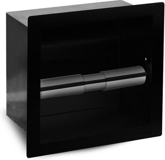 Looox Closed closetrolhouder - inbouw - zwart mat - RVS