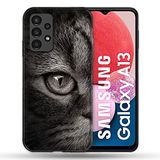 Beschermhoes Samsung Galaxy A13 Beschermhoes, Kattenmotief, Grijs
