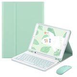 QYiD iPad 10.2 8e Gen 2020 / iPad 7e Gen 2019 / iPad Air 3e/ iPad Pro 10.5 2017 Hoes met Toetsenbord en Muis, Groen