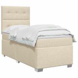 vidaXL Boxspringbed met matras, Crèmekleurig, 100 x 200 cm, Stof