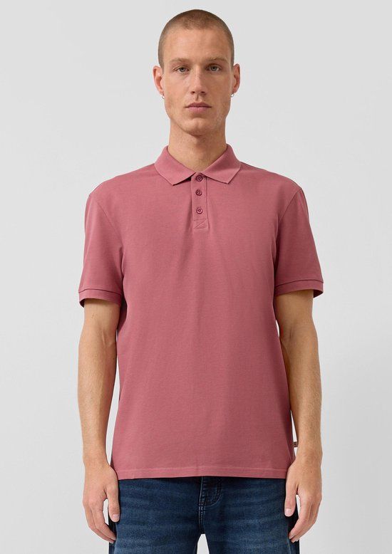 QS s.Oliver QS Polo-Shirt XL Framboos Katoen Korte Mouw Polokraag Effen