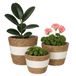 Merkloos Relaxdays Bloempot - set van 3 - voor binnen - rond - boho - wit-bruin