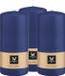 Wiedemann Cilinderkaars/stompkaars - 3x - donkerblauw - 15 x 7 cm - 63 branduren