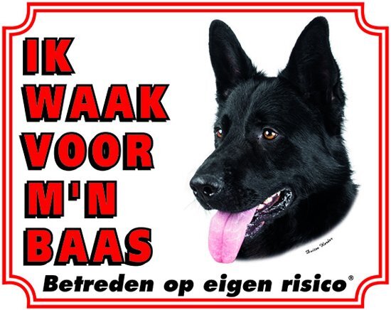 Stickerkoning Duitse Herder Zwart Waakbord - Ik waak voor mijn baas