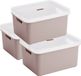 Sunware boîte de rangement - 3x pièces - 32 litres - rose - plastique - couvercle transparent - 45x35x24 cm - série Sigma