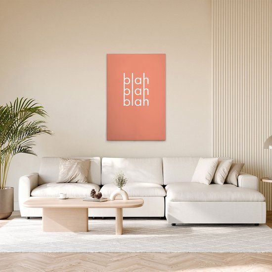 A.S. Création Canvas Blah Blah Blah - Wandafbeelding in oranje, roze - 40 x 60 cm - DD133020