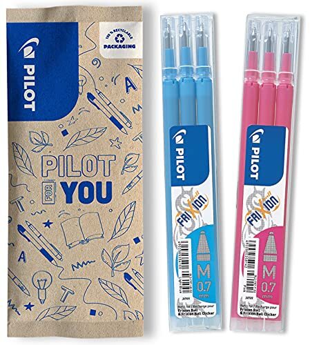 Pilot Pen PILOT FriXion rollerball vulling 0.7, vullingen, set van 6 (roze, lichtblauw)