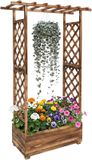 Merkloos Relaxdays Plantenbak met Trellis - Hout - Gevlamd - 183x110x44 cm