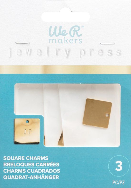 We're Memory Keepers 3 square charms - jewelry press - gold