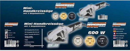 Brüder Mannesmann Mini Handcirkelzaag 600W 3 bladen
