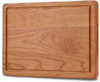 SOPHIOR Planche à découper en bois Cerisier - 35x25x2,5 cm - Avec gouttière à jus et poignées