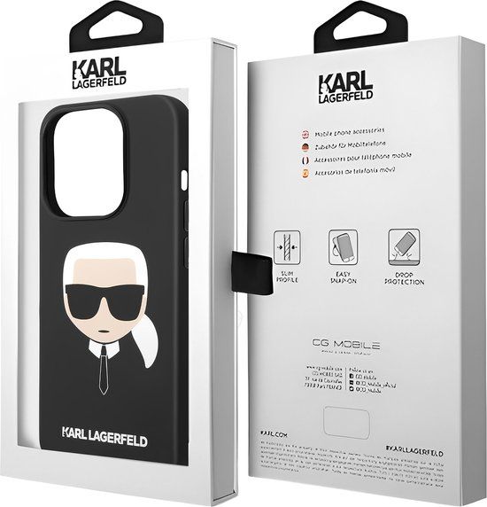 Karl Lagerfeld hoesje voor iPhone 14 Pro - Backcover - Karl's Head - Zwart