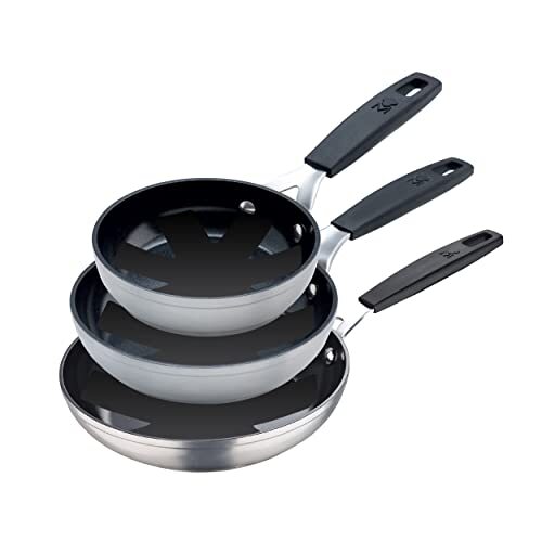 MasterPro Smart pannenset, 3 stuks, 16 cm, 20 cm en 24 cm, gesmeed aluminium, versterkte anti-aanbaklaag, ergonomische handgrepen, soft touch, niet PFOA No Lead No Cadmio