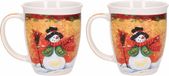 G. Wurm Mok kerst sneeuwpop met hoed - 2x - keramiek - 300 ml