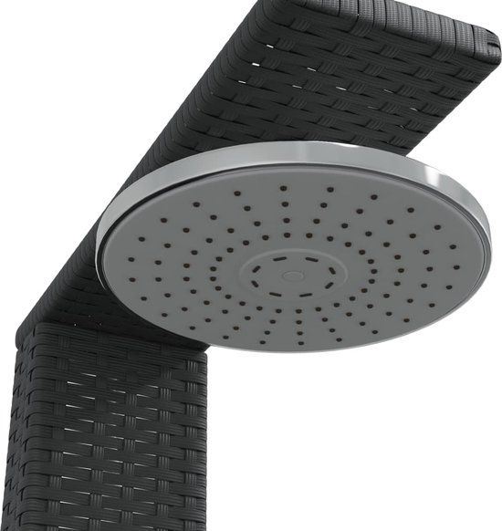 Buitendouche 50x55x224 cm poly rattan en acaciahout zwart