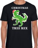Bellatio Decorations Christmas tree rex Kerstshirt / Kerst t-shirt zwart voor heren - Kerstkleding / Christmas outfit M
