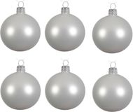 Decoris Kerstballen set - 12x stuks - wit - glas - 6 cm - mat
