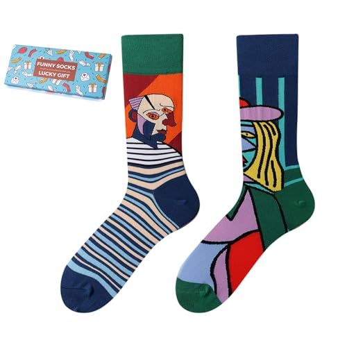 Nxnchc Grappige Sokken Unisex Picasso's, Dieren, Eten, Fruit, Sport, Kunst