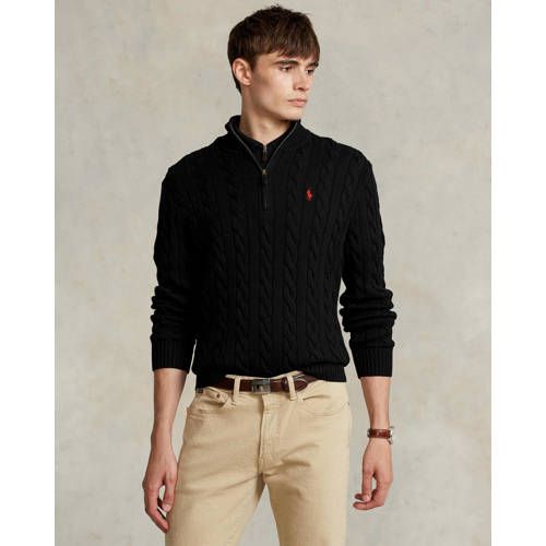 POLO Ralph Lauren Gebreide Kabeltrui Met Wol - Zwart