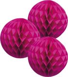 Papier kerstbal - 3x - roze - 10 cm - kerstversiering voor kerstboom