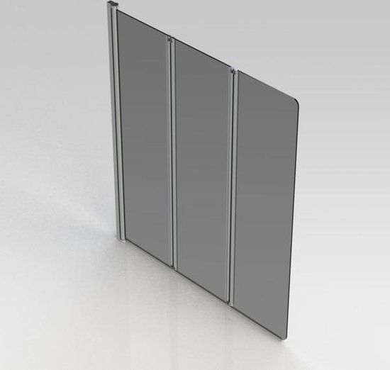 Nemo Go Malia Badwand - 130x140cm - 3-delig - Chroom - Helder Glas - Omkeerbaar