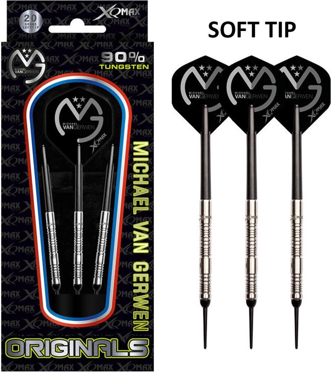 XQmax Darts Michael van Gerwen - softtip dartpijlen - 20 gram - 90% tungsten - dartpijlen - darts