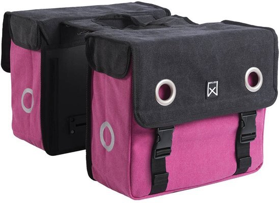 WILLEX Canvas Dubbele Tas Zwart/Roze