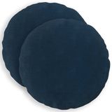 vidaXL - Kussensloop - 2 stuks - HEERLEN - Blauw - Ø 50 cm - Katoensatijn