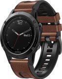 By Qubix Qubix - Bruin Leren en Siliconen Quickfit Horlogebandje (26mm) voor Garmin Fenix 7X/6X/5X