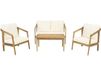 Presley Salon de jardin en bois d'acacia avec coussins - 4 places - Beige