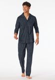 Schiesser Pyjama Fine Interlock Lange Mouw Mannen Effen Katoen 100% Graphit Maat M