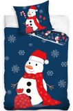 Kerst Carbotex Kerst Dekbedovertrek Sneeuwman - Eenpersoons - 140 x 200 + 60 x 70 cm - Katoen