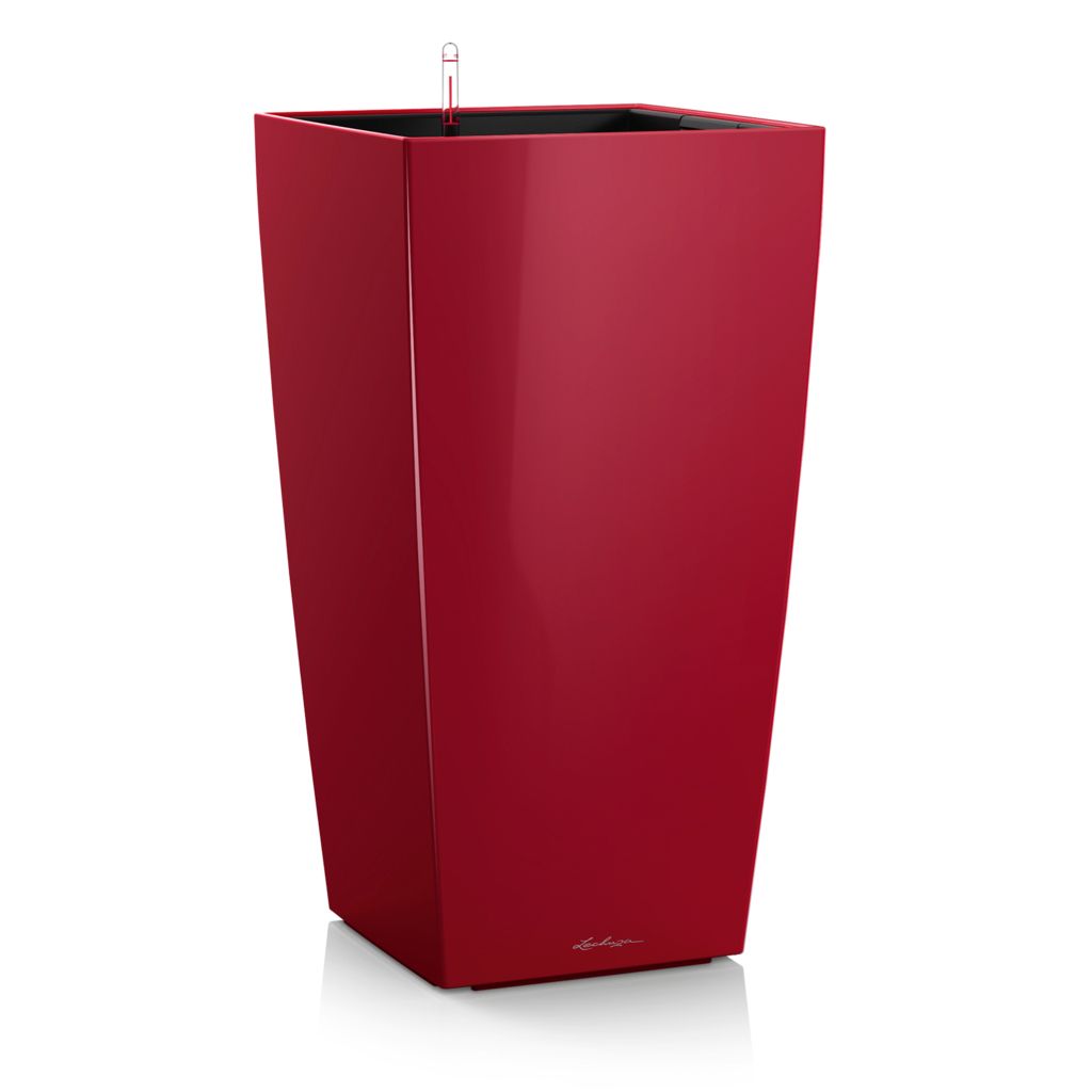 LECHUZA Cubico Premium 22 Table Planter - Red - 6L